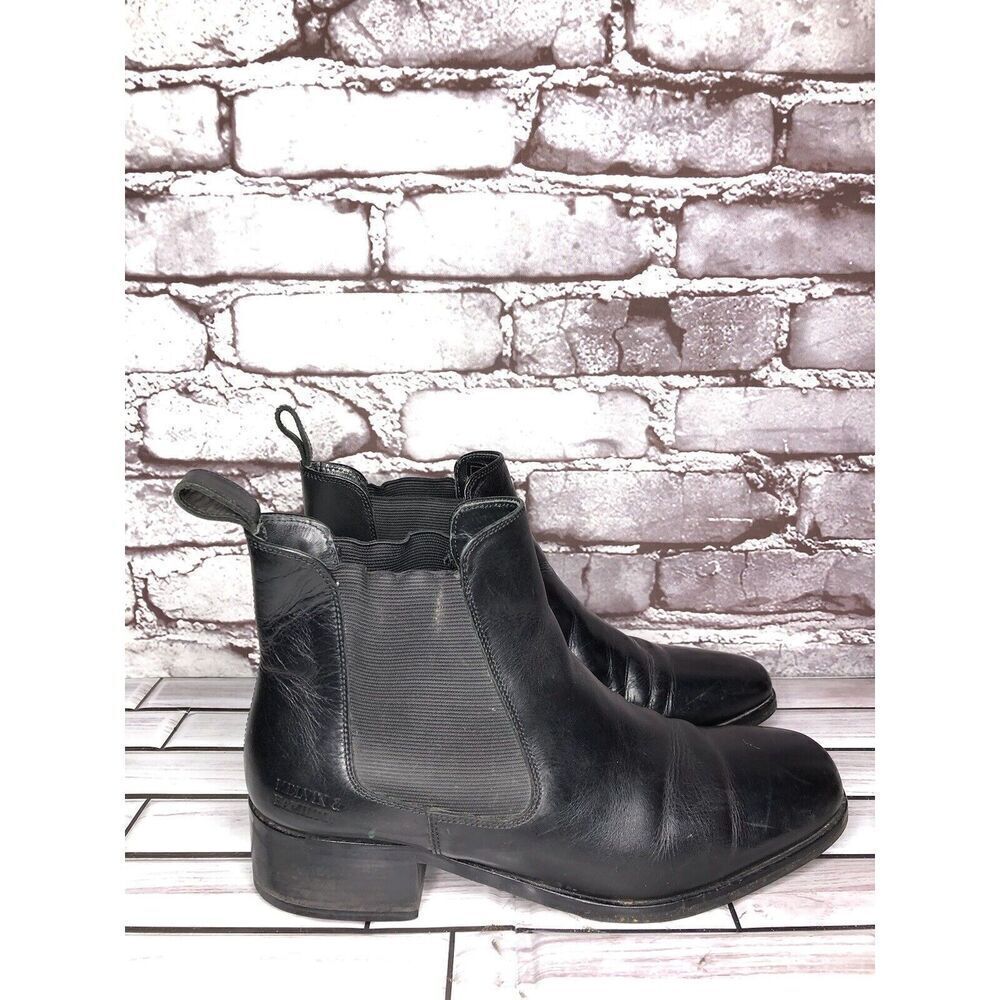 Melvin & Hamilton Suzy Black Leather Chelsea Pull On Boots Women Sz 38EU/7.5M US
